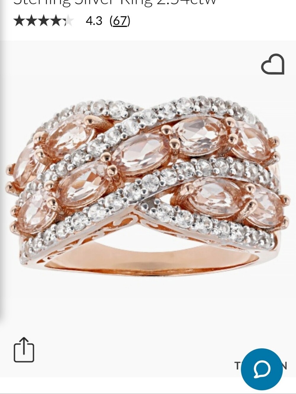 Rose Gold Marquise and Pavé Crystal Cross-Over Ring
